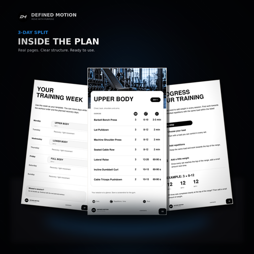 DEFINED MOTION – 3-Day Split Workout Plan English Edition
